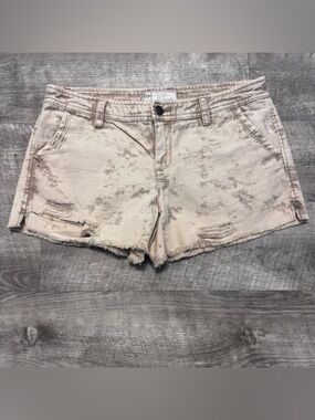 Free People Tan Brown Marbled Print Distressed Cut Off Cotton Shorts Womens Sz 4